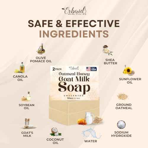 Oatmeal Soap ? Natural Oatmeal & Honey Goat Milk Soap Bar ? Face & Body Wash for Eczema, Psoriasis, Dry, Itchy, Sensitive Skin Relief ? Unscented Wash Great for Kids, Babies ? Handcrafted, Made in USA