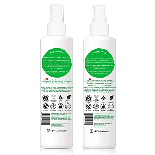 Fresh Monster Kids Detangler Spray, Toxin-Free, Hypoallergenic & Natural, Hair Conditioning Spray for Kids, Coconut (2 Pack, 8.5oz/each)