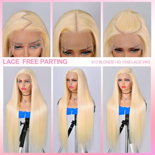 30 Inch 613 Blonde Lace Front Wig Human Hair 200 Density