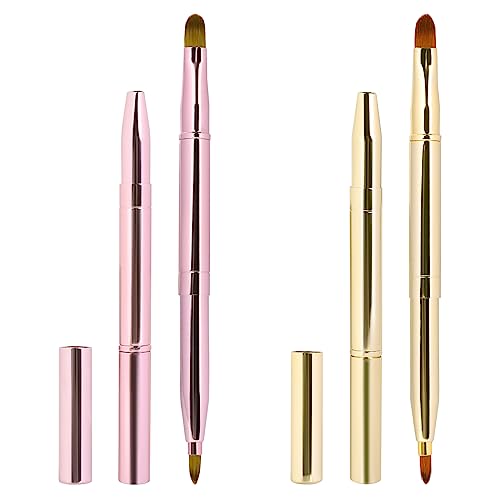 2-Pack Retractable Lip Brush Double-Ended Lipstick Applicator