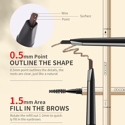 Docolor Makeup Micro Brow Pencil, Definer Eyebrow Pencils for Women Dual-Sided Ultra-Fine Microblading Eyebrow Pencil (Soft Brown and Black,2 Count)