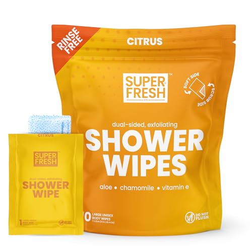 Super & Fresh Co. Citrus Body Wipes - No Rinse Travel & Gym Pack of 10
