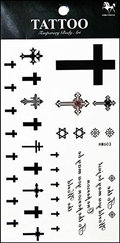 Cross Temporary Tattoo Stickers - 3D Waterproof Body Art (3 Sheets)