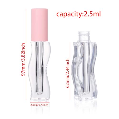 9pcs Pink Empty Lip Gloss Tubes 2.5ml with Wand Caps
