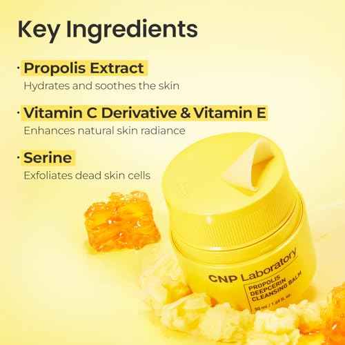 CNP Propolis Deepcerin Cleansing Balm - Soft Grinding Makeup Remover Balm, Buttery & Milky Texture, for Dry & Sensitive Skin, Korean Skincare