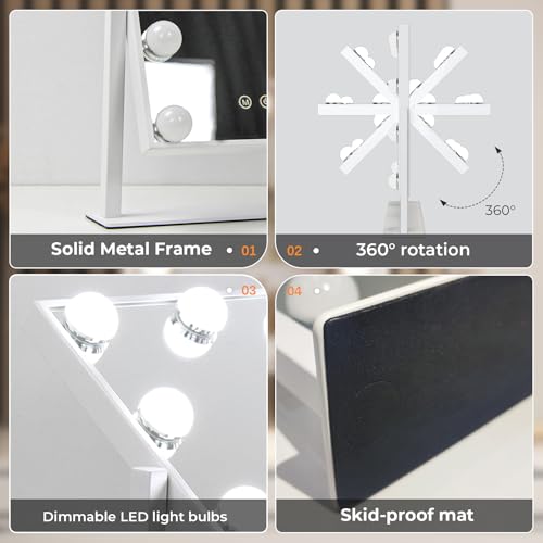 Makeup Mirror with Lights 10X Magnifying & Smart Touch Dimmable