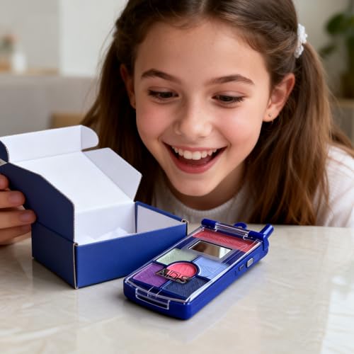 Retro Flip Phone Makeup Kit - 5 Eyeshadows, 5 Lipsticks & Blush