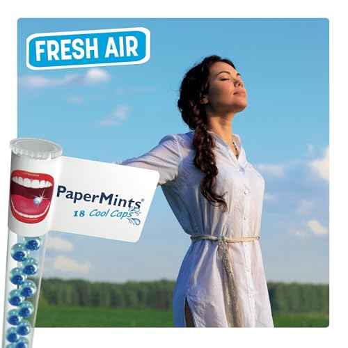 PaperMints CoolCaps - Instant Fresh Breath Mints Sugar-Free, 10 x Tubes of 18 capsules Extreme Bad Breath Treatment for Adults, Breath Freshener Pearls for Halitosis Treatment Keto-Friendly Peppermint
