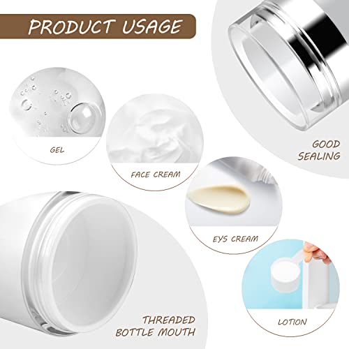 Cositina 6 Pack 0.5oz/15ml Airless Pump Jars,Empty Acrylic Airless Makeup Cosmetic Container with Press Pump,Mini Portable Travel Size Jar With Lid for Thick Moisturizer,Creams,Gel Lotion,White