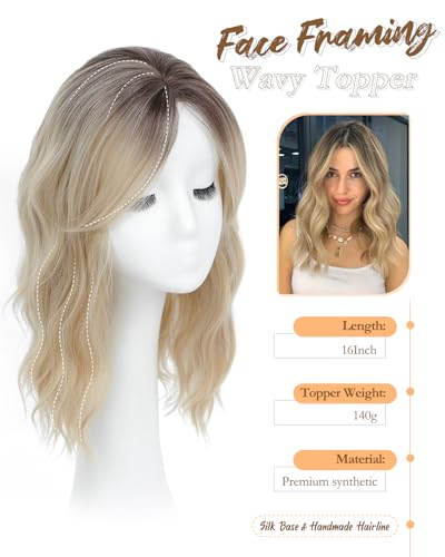 16 Inch Hair Topper for Thinning Hair - Ombre Blonde