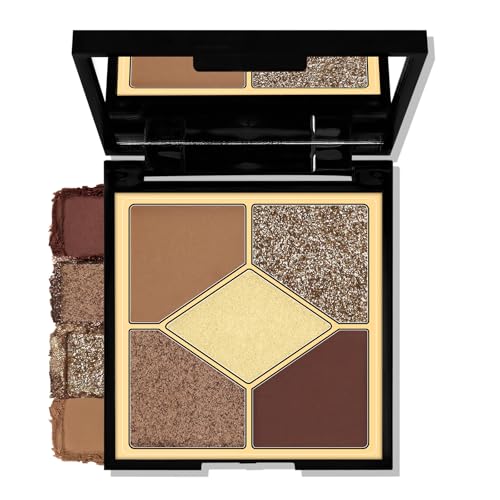 Boobeen 5-Color Eyeshadow Palette - Neutral Brown Matte & Shimmer