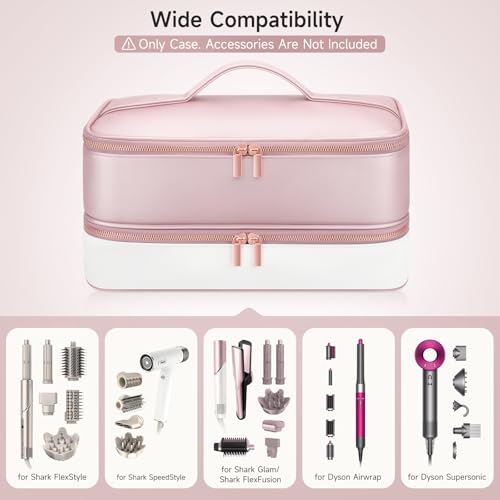 Shark Hair Dryer Travel Case - Double-Layer Storage, Pink