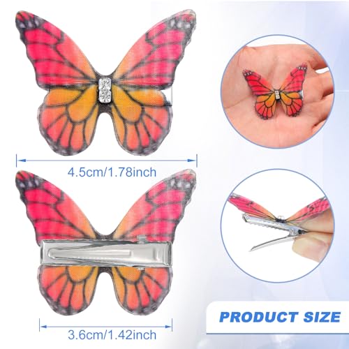 20Pcs Butterfly Hair Clips with Glitter - Fabric Wing Design