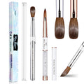 2Pcs Acrylic Nail Art Brushes Size 8 12, 100% Pure Kolinsky Hair Oval Nail Brush for Acrylic Application, Professional Nail Extension Manicure Tool Striping Nail Drawing Pen for Home