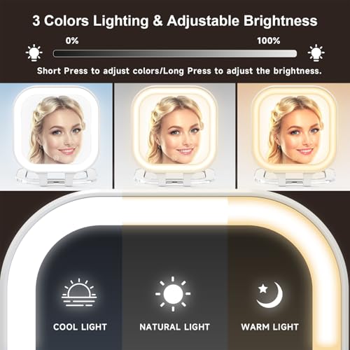 Mocado Compact Travel Makeup Mirror 1X/10X Magnifying Light