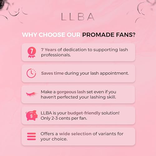 LLBA Promade Fans Handmade Volume Eyelashes Multi Selections From 3D To 16D C CC D DD L M Curl Thickness 0.03 ~ 0.1 mm 8 - 20mm Length Long Lasting Easy Application (16D-0.03 CC 13 mm)