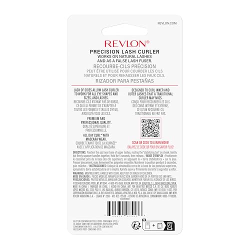 Revlon Precision Eyelash Curler - Silver, Gentle, Narrow Front Plate for Inner & Outer Lashes