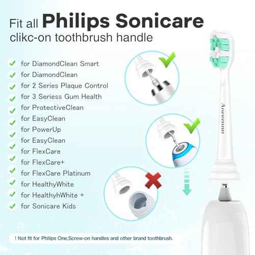 Aoremon Toothbrush Replacement Heads for Philips Sonicare Replacement Heads - Standard Toothbrush Head Compatible with Most Phillips Sonicare Click-on Electric Toothbrushes