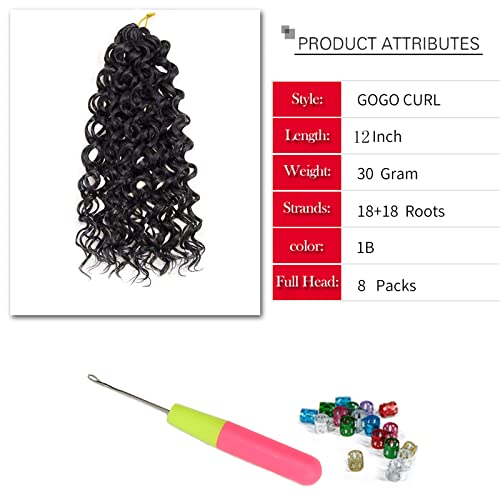 YXCHERISHAIR Curly Crochet Hair GoGo Curl Crochet hair for Women Natural Black Deep Wave Braiding hair,Synthetic Bohemian Crochet Braid Water Wave Crochet hair Extensions(Pack of 2), 18 Inch)