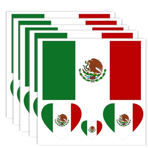 20 PCS Mexico Flag Temporary Tattoos - Waterproof Stickers