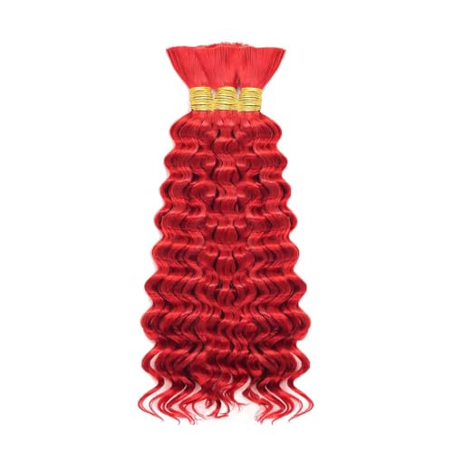 DiexrLamx 32-Inch Red Deep Wave Human Braiding Hair - 3 Bundles