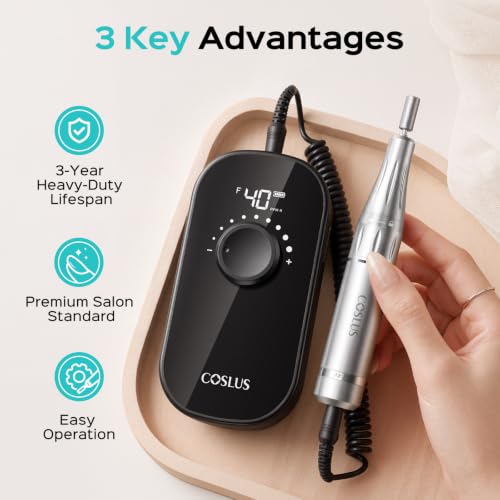 COSLUS E51 Professional Nail Drill - 40,000 RPM Rechargeable File