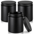 8 oz Black Glass Jars with Metal Lids - Set of 3, Black-Black Lids