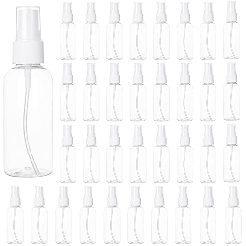 APACALI 50pcs 2 Oz Clear Fine Mist Spray Bottles, Reusable, Leak-Proof, Mini Travel Empty Spray Bottles for Perfume, Plant, etc. (60ml)