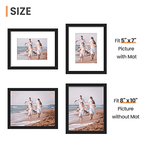 upsimples 16x20 Picture Frame Set of 5, Display Pictures 11x14 with Mat or 16x20 Without Mat, Wall Gallery Poster Frames, Brown