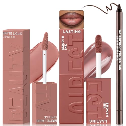 3-in-1 Lip Kit - Matte Lipstick, Liner & Nude Gloss Set