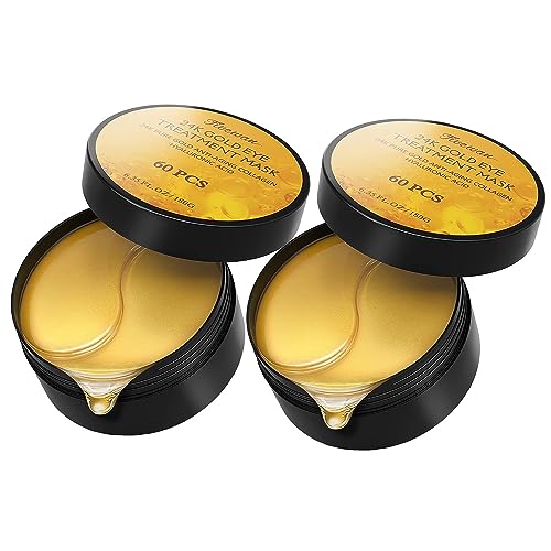 Fivewan 24k Gold Under Eye Patches - 120 Pcs Eye Mask Pure Gold Anti-Aging Collagen Hyaluronic Acid Under Eye Mask for Removing Dark Circles