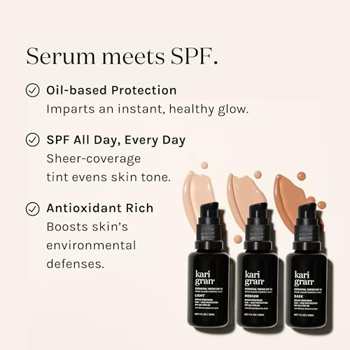 Kari Gran Essential Tinted SPF, Anti-Aging Tinted Moisturizing Sunscreen