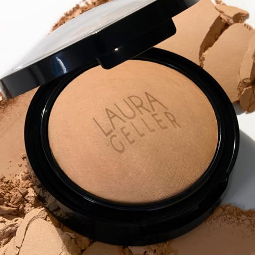 LAURA GELLER NEW YORK Baked Double Take Powder Foundation - Sand - Buildable Medium to Full Coverage - Matte Finish