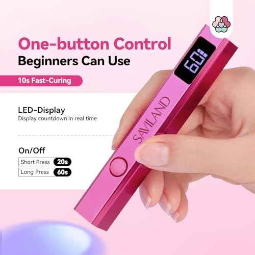SAVILAND Handheld U V Nail Light for Nails: 12W Nail Lamp Fast Curing 2025 LCD Display Screen LED Light for Gel Nail Portable Mini U V Light Nail Dryer For Gel Polish Flash Cure Lamp Home DIY Self Use