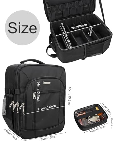 TANTO Professional Makeup Backpack with 4 Bags - Large Travel Case