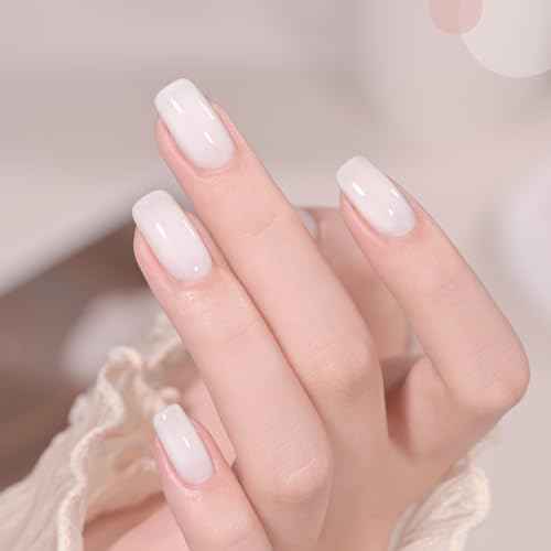GAOY Sheer Light Pink Gel Nail Polish, 16ml 2 Colors 1352 1482 Jelly Milky White Translucent Soak Off UV Gel Polish Set for Nail Art DIY Manicure at Home, Milky Pink