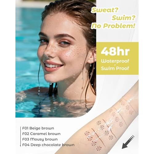 Upgrade Dual Ended 2-in-1 Faux Freckle Stamp Pen, Waterproof Fake Freckle Pen with Multi-Prong Freckles Stamp Head for Women to Easily Create Natural Long-Lasting Sunkissed Makeup