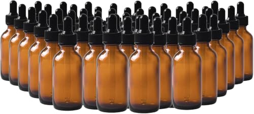 24-Pack 2oz Amber Glass Dropper Bottles for Essential Oils