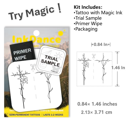 InkDance Floral Cross Temporary Tattoo, 1-2 Week Waterproof