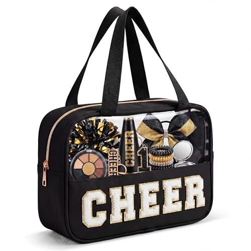 KYTACCU Cheer Makeup Bag with Chenille Letters - Clear Travel Pouch