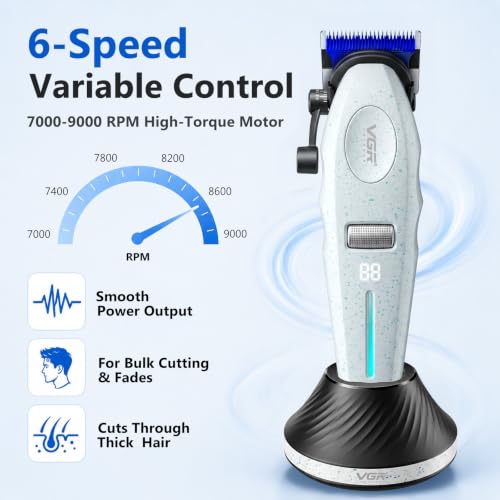 VGR 887C Professional Hair Clippers for Men - 6-Speed Cordless Clipper with Ceramic Blades