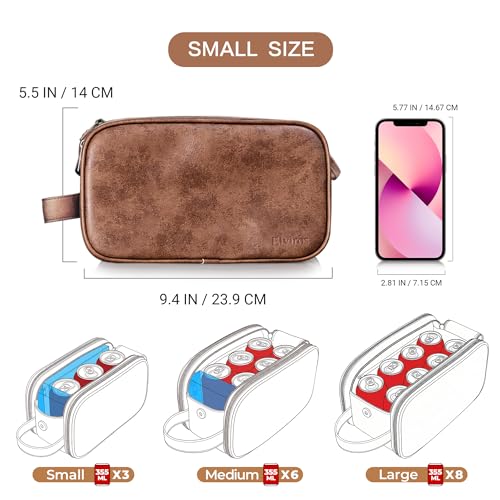 Elviros Travel Toiletry Bag for Men - Water-Resistant Dopp Kit, Small Dark Brown