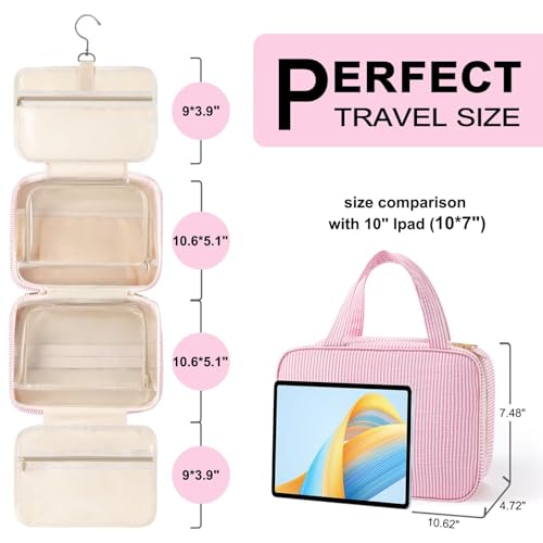 TOPEAST Gifts for Teen Girls Kids - Travel Hanging Toiletry Bag, Personalized Initial Toiletry Pouch, Gifts for Mom Daughter Sister Friends, Letter C, Pink