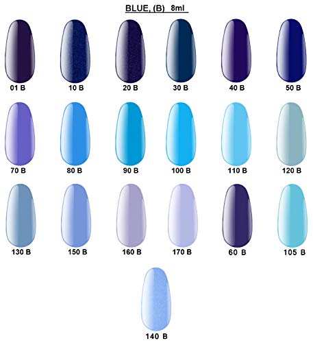 Kodi Professional BLUE series Gel Nail Polish Color 8ml. (0.27 fl oz) Gel LED/UV Nail Coat Soak Off Original (30 B, 8ml. (classic blue)), 1