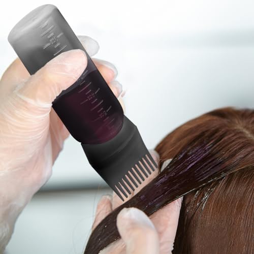 ELANE 4 Pack Root Comb Applicator Bottle for Hair Oil & Dye