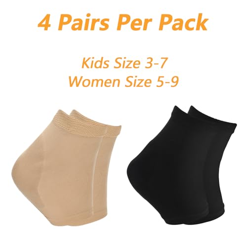 4 Pairs Moisturizing Gel Heel Socks for Dry Cracked Feet