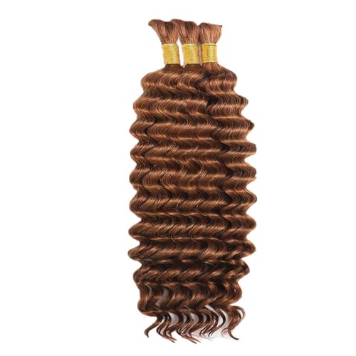 DiexrLamx Brown #30 Deep Water Wave Human Hair Bundles 24 Inch for Braiding, 150g