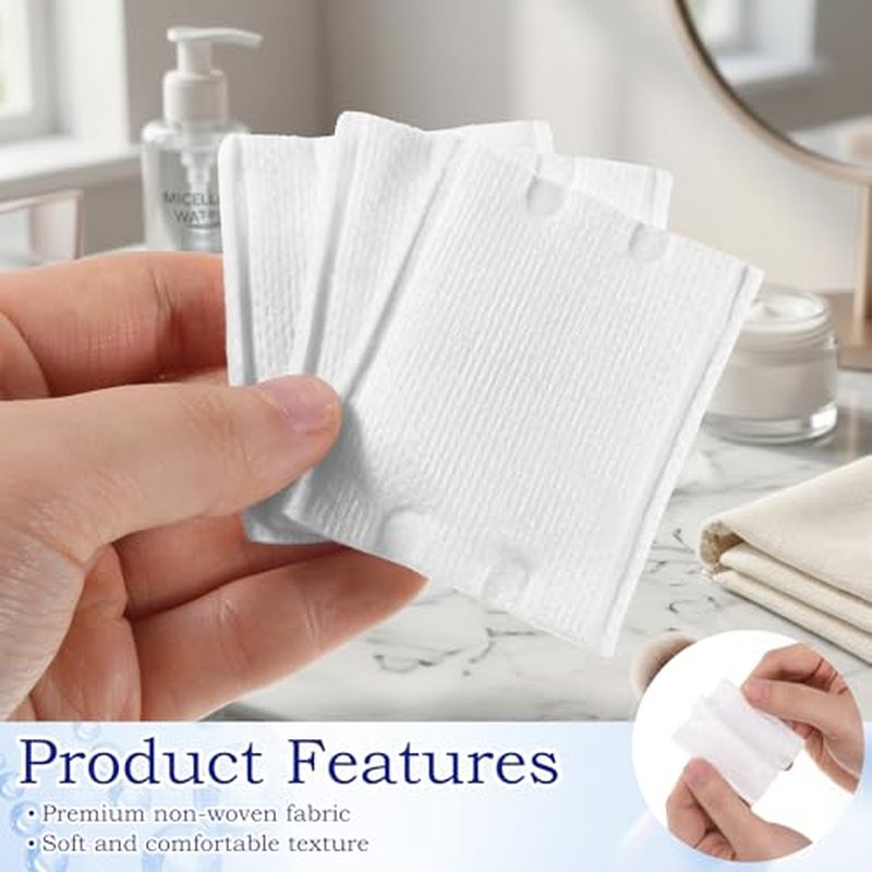 200 Soft Square Cotton Pads for Makeup Removal & Skincare