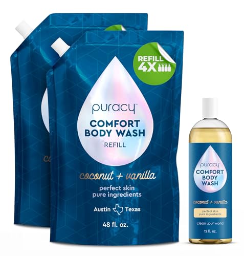Puracy Comfort Body Wash - Natural Coconut & Vanilla, 48 Oz Pack of 2
