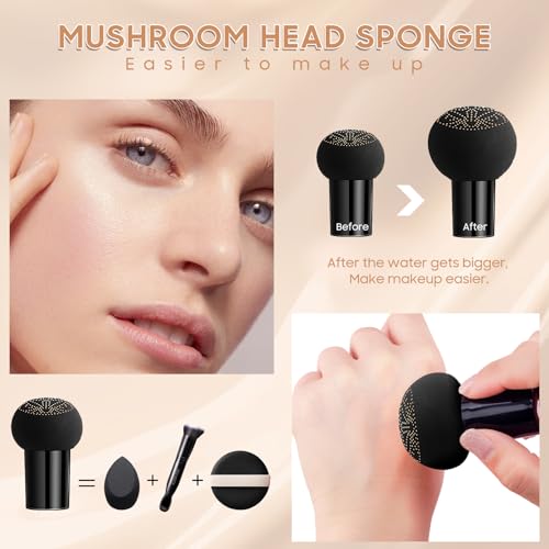 Air Cushion CC Cream Mushroom Head Foundation - Moisturizing BB Creams Foundation, Long-Lasting Waterproof Matte Concealer for Even Skin Tone£¬Gifts for Women (Natural, 1 PCS)